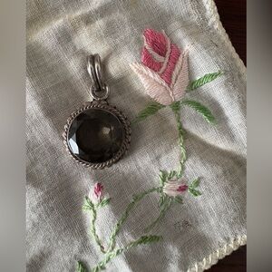 Silver smoky gemstone pendant